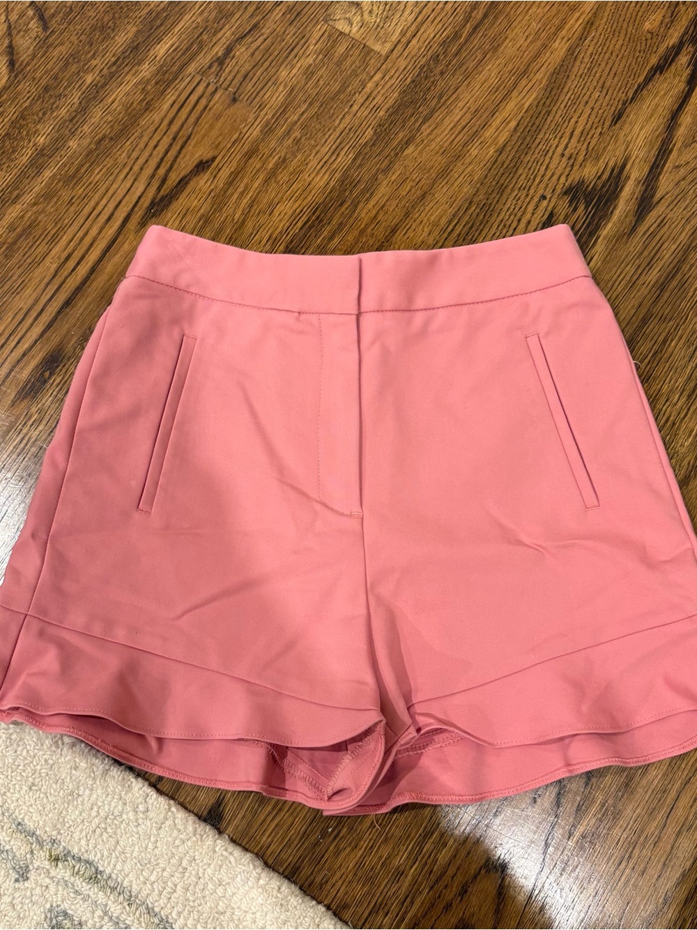 Zara High-Waist Pink Ruffle Hem Shorts